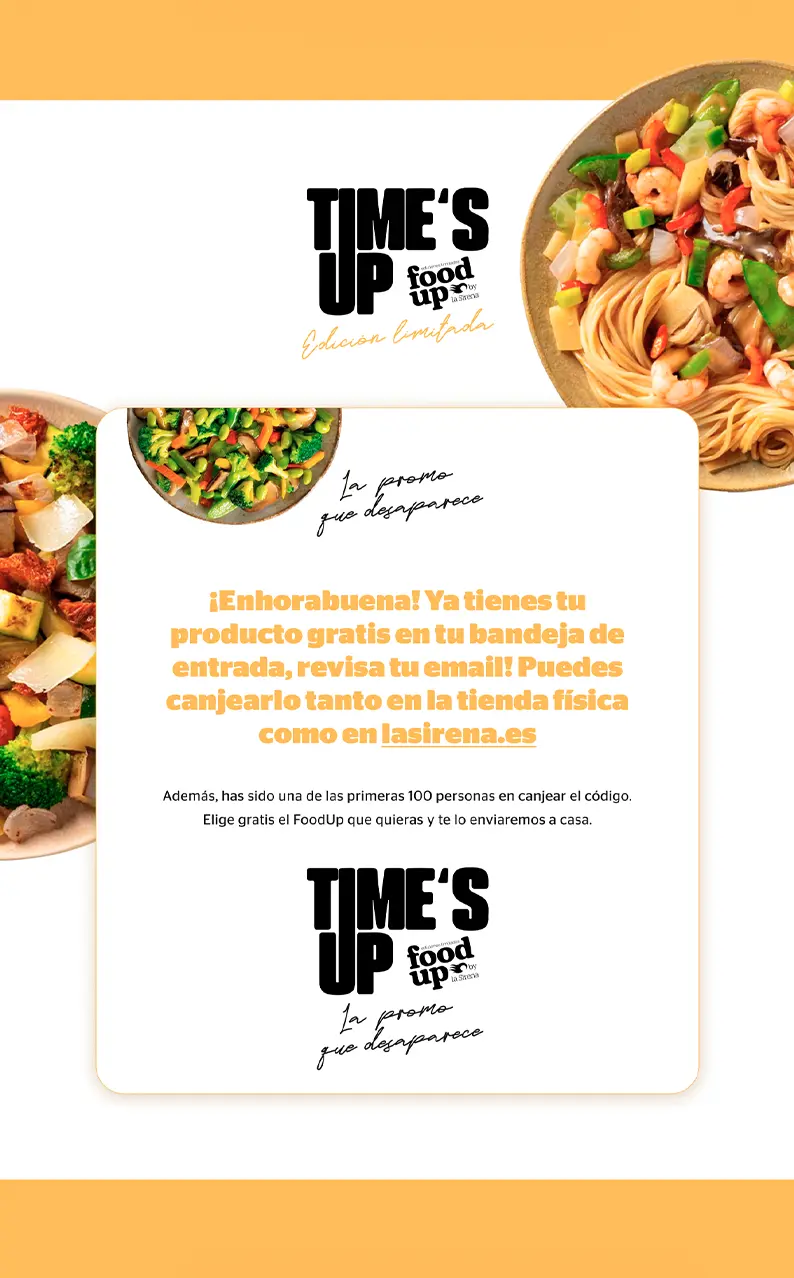 Mensajes personalizado para ganadores de premio especial, plato gratis, y no ganadores.