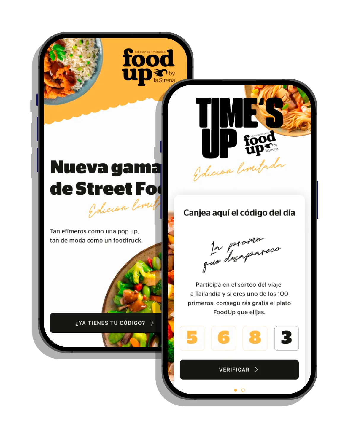 Pantallas mobile de la promoción FoodUp