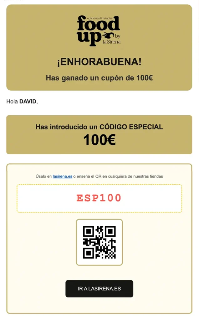 Mails personalizados con el cupón específico según la situación del usuario.