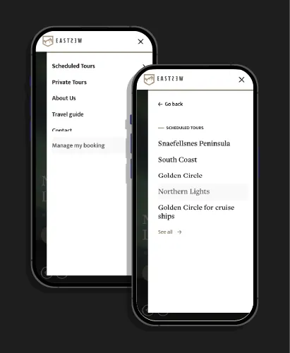 Pantallas del menú en mobile